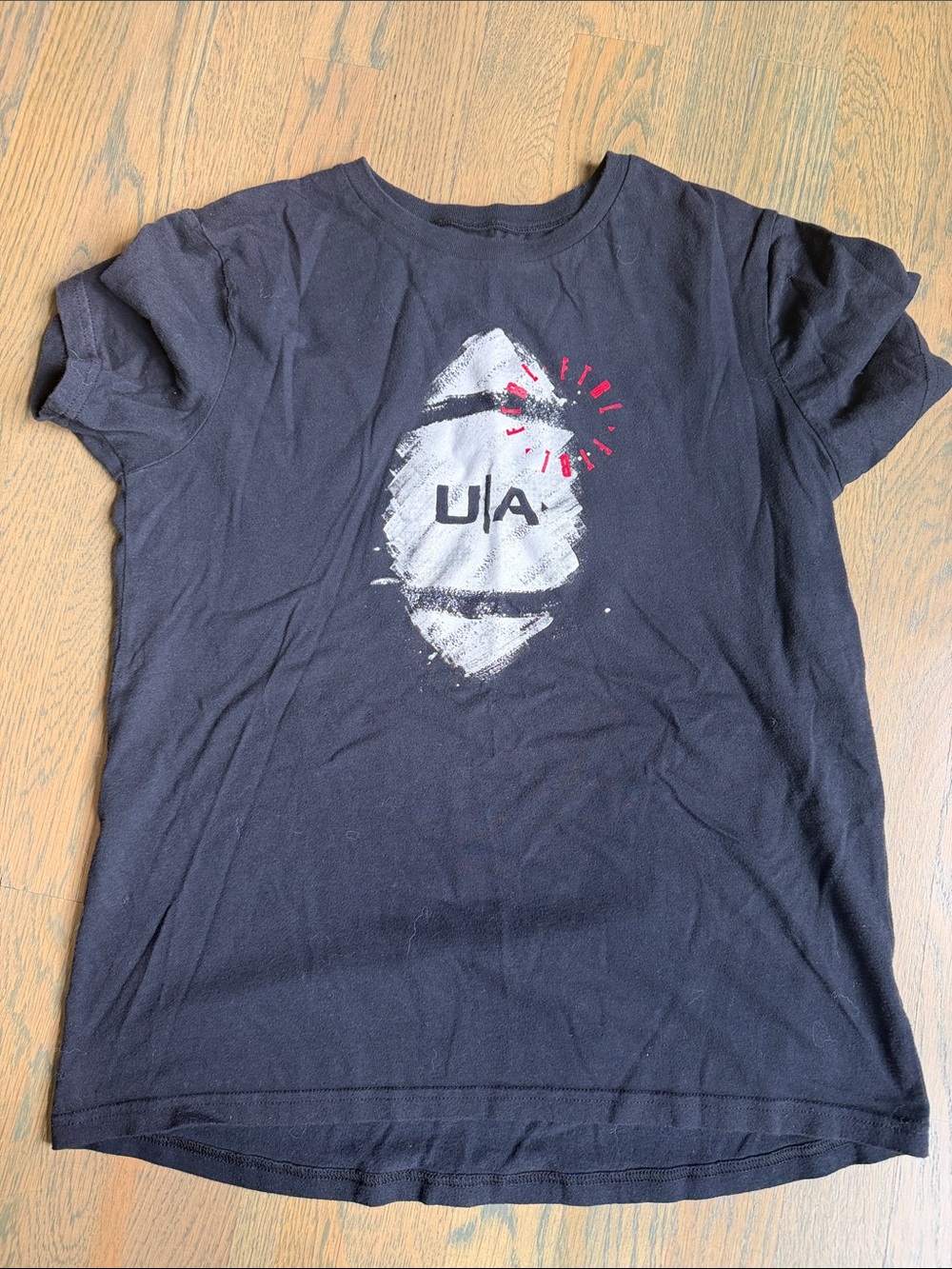 Under Armour Black Tee with White Graphic and Pink Accent